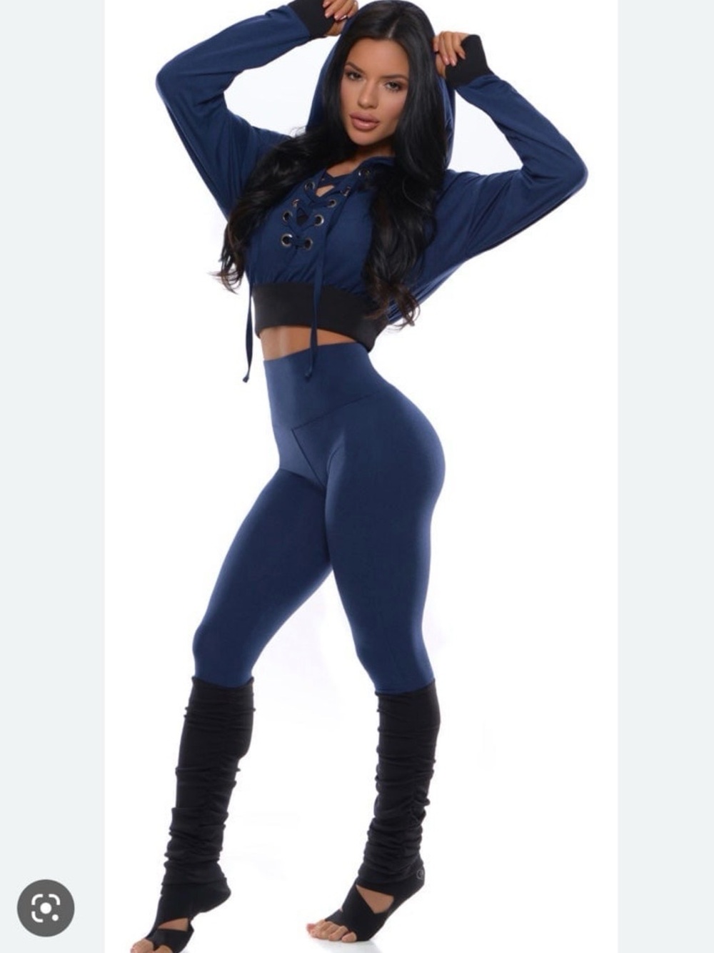 Bombshell Sportswear Navy Blue High Waisted Leg Warmer Leggings